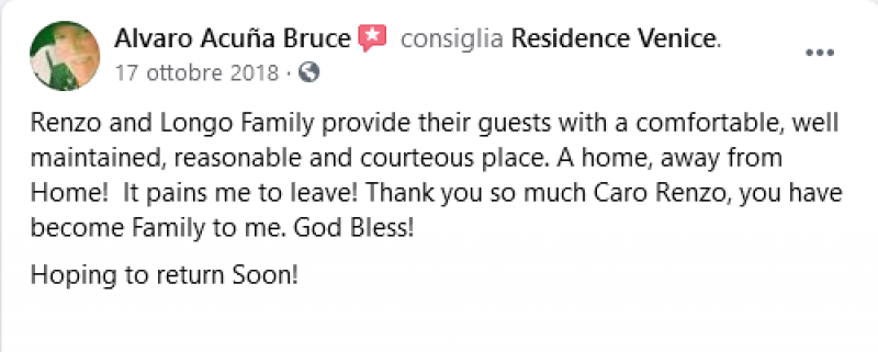 Reviews from people who have actually stayed at the Venice Residence