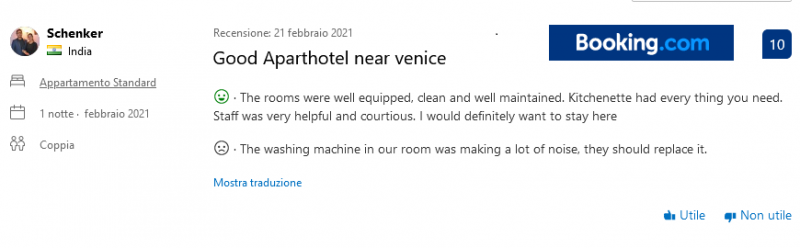 Reviews from people who have actually stayed at the Venice Residence